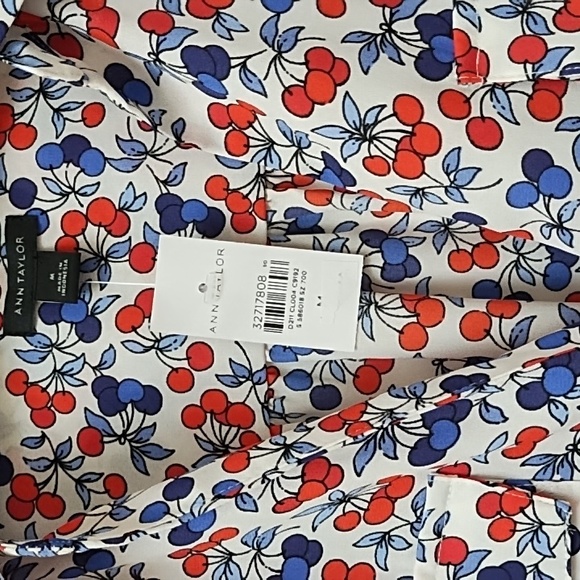Ann Taylor Tops - Ann Taylor utility blouse cherries NWT!